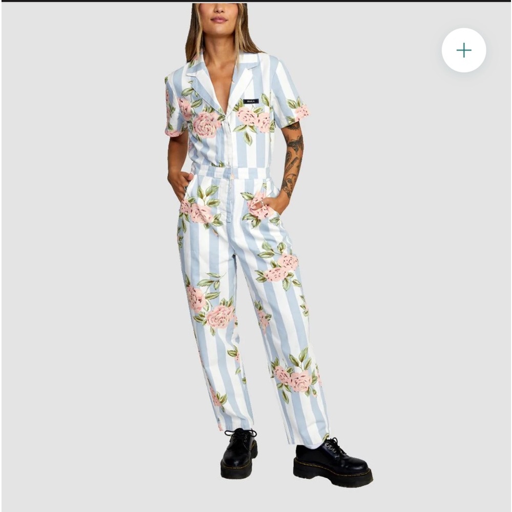 RVCA coveralls 100% cotton. Feels like a quality denim